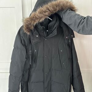 Andrew Marc Black Puffer Jacket with Fur Hood